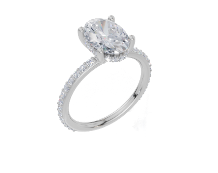 18ct White Gold Oval Cut 2.42 Carat tw of Lab-Grown Diamond Ring