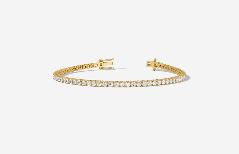9CT Yellow Gold Round Cut 3.10 Carat tw of Diamonds Tennis Bracelet