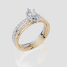 18ct Yellow Gold Marquise Cut 0.86 Carat tw of Lab-Grown Diamond Ring and 18ct White Gold 0.35 Carat tw of Lab-Grown  Diamond Band