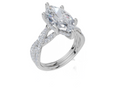 18ct White Gold Marquise Cut 3.41 Carat tw of Lab-Grown Diamond Ring and 18ct White Gold 0.29 Carat tw of Lab-Grown  Diamond Band