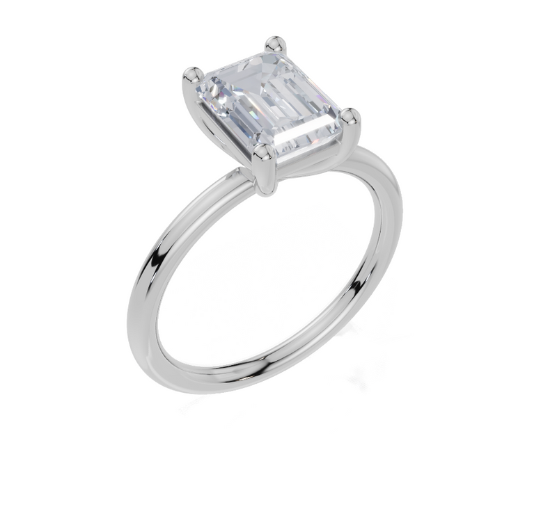 18ct White Gold Emerald Cut 2.00 Carat of Lab-Grown Diamond Ring