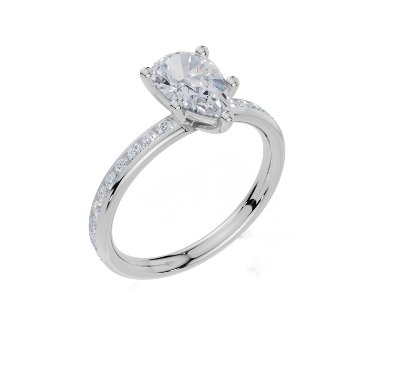 18ct White Gold Pear Cut 1.32 Carat tw of Lab-Grown Diamond Ring