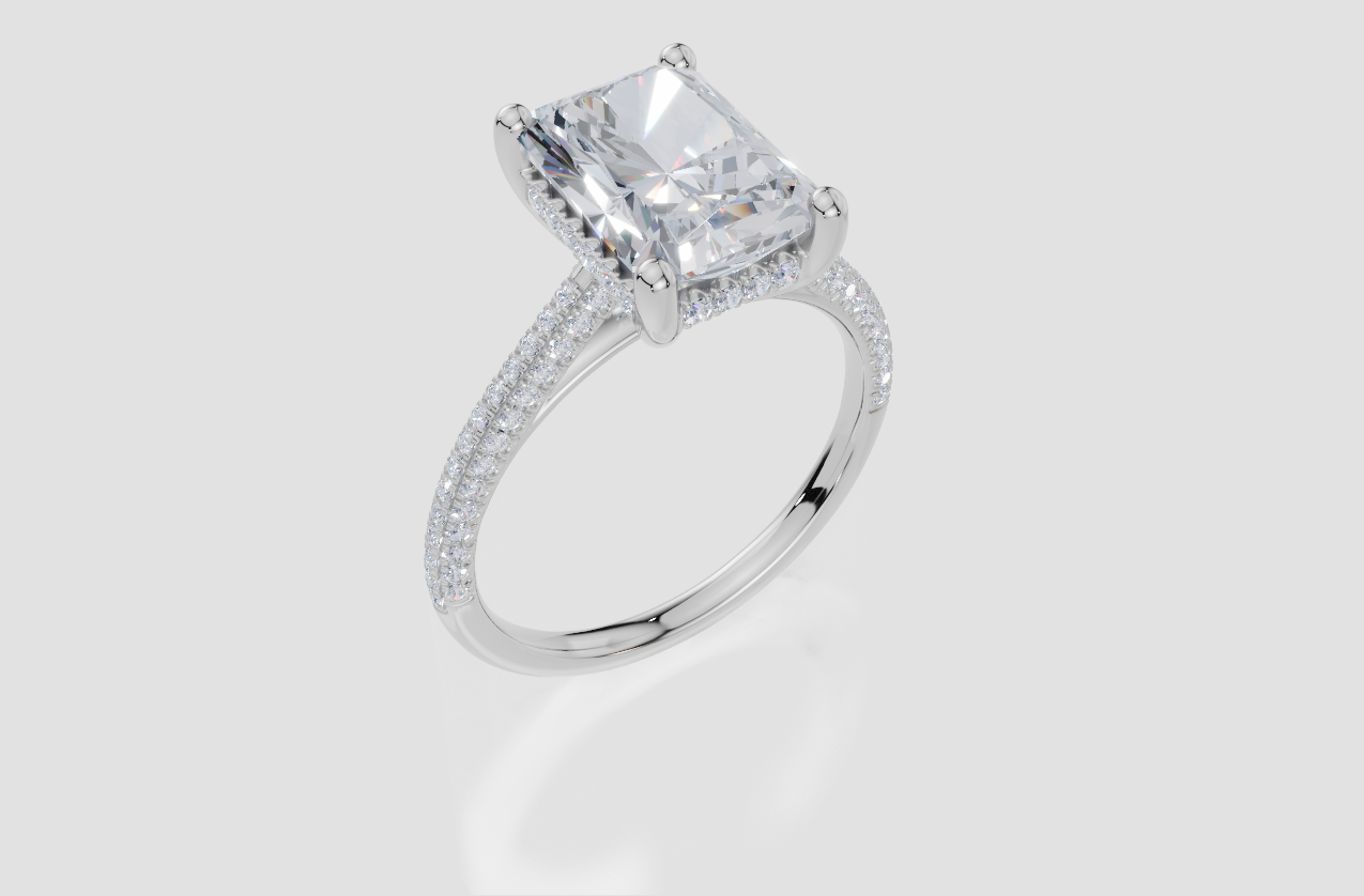 18ct White Gold Radiant Cut 3.42 Carat tw of Lab-Grown Diamond Ring