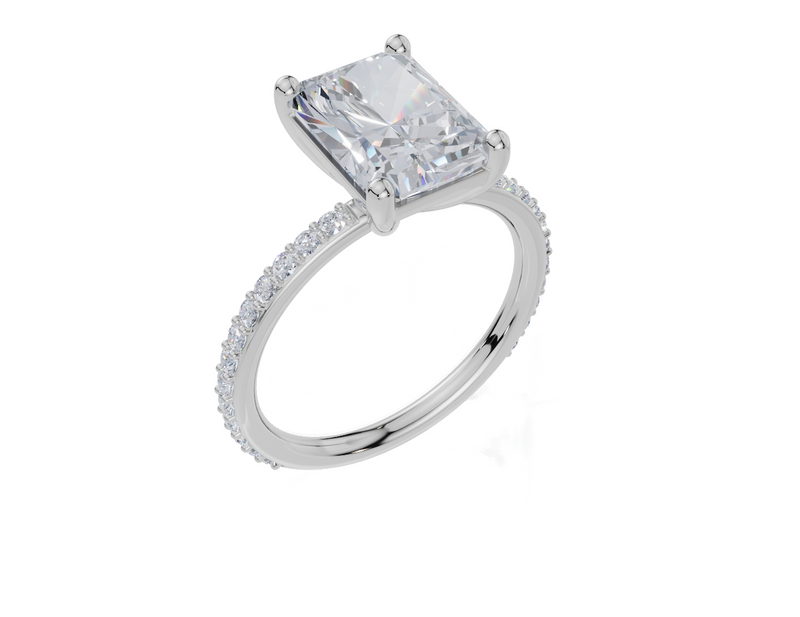 18ct White Gold Radiant Cut 3.33 Carat tw of Lab-Grown Diamond Ring