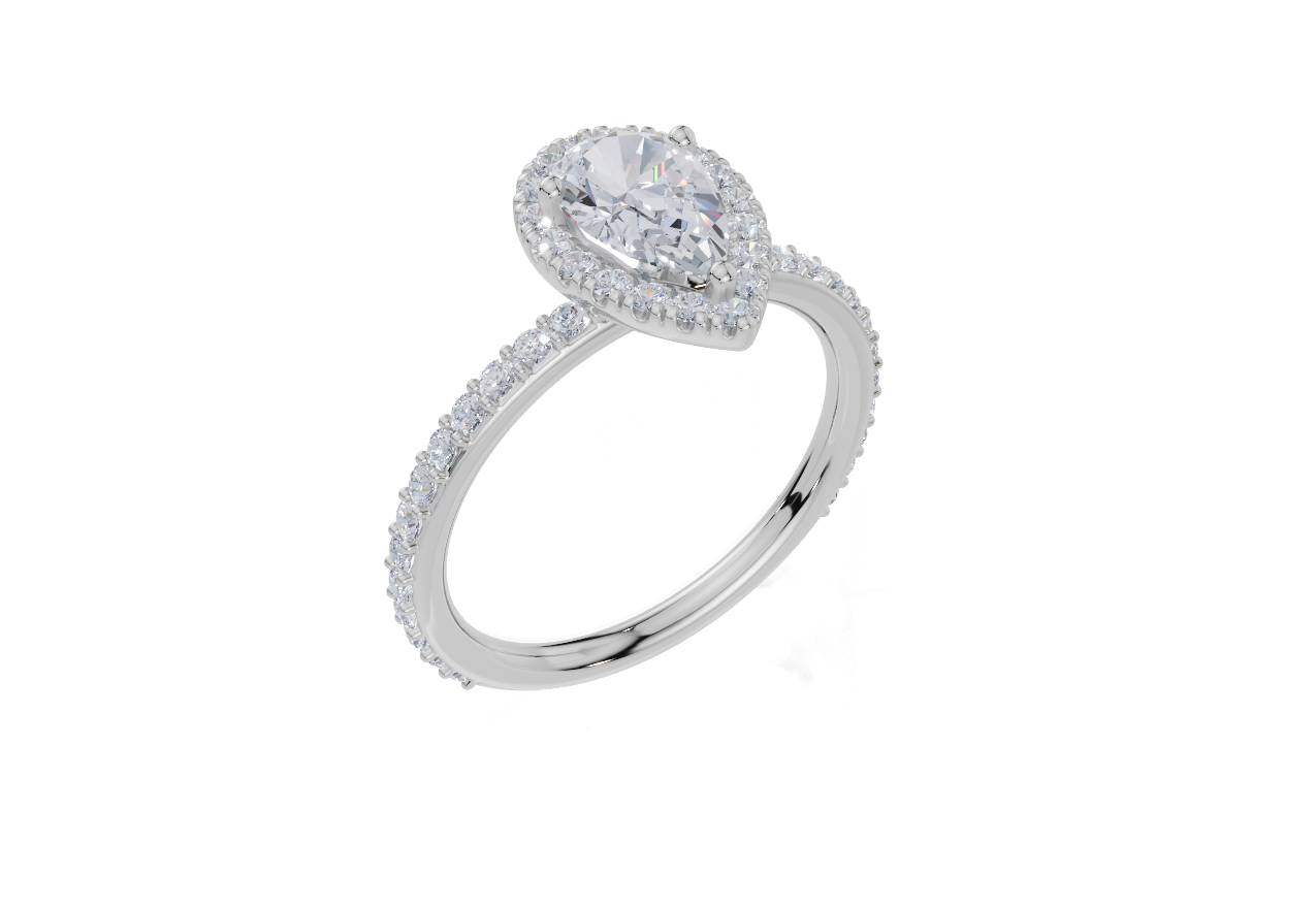 18ct White Gold Pear Cut 1.24 Carat tw of Lab-Grown Diamond Ring