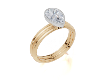 18ct Yellow Gold Pear Cut 1.00 Carat of Lab-Grown Diamond Ring and 18ct Yellow Gold Lab-Grown Band