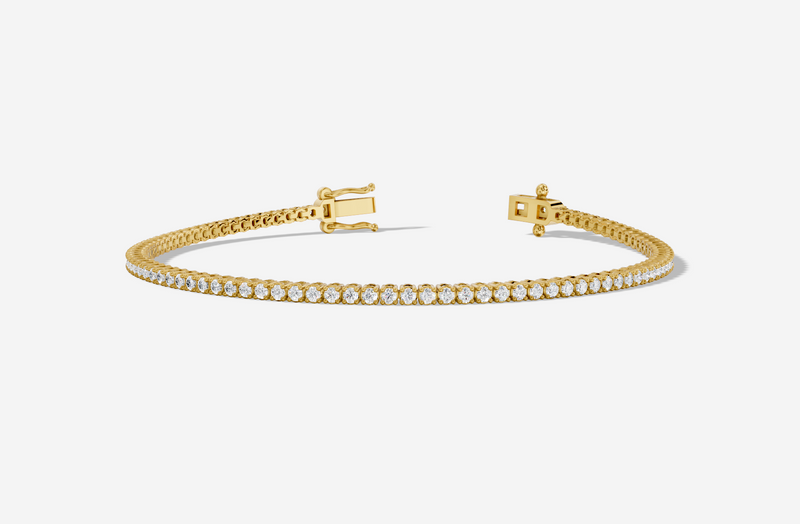 18CT Yellow Gold Round Cut 1.00 Carat tw of Lab Grown Diamonds Tennis Bracelet
