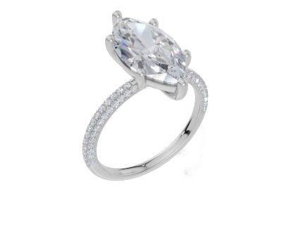 18ct White Gold Marquise Cut 3.32 Carat tw of  Diamond Ring
