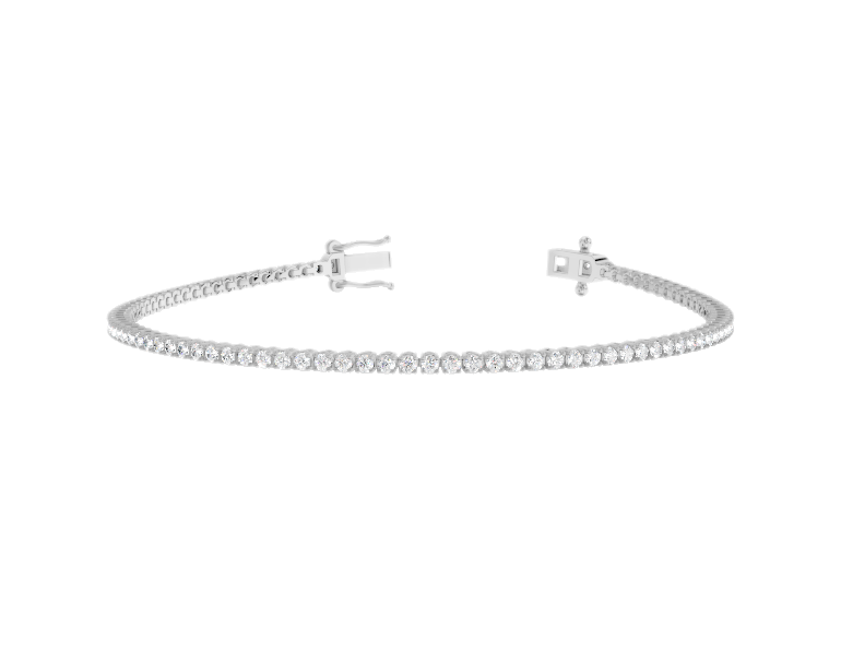 9CT White Gold Round Cut 1.10 Carat tw of Lab Grown Diamonds Tennis Bracelet