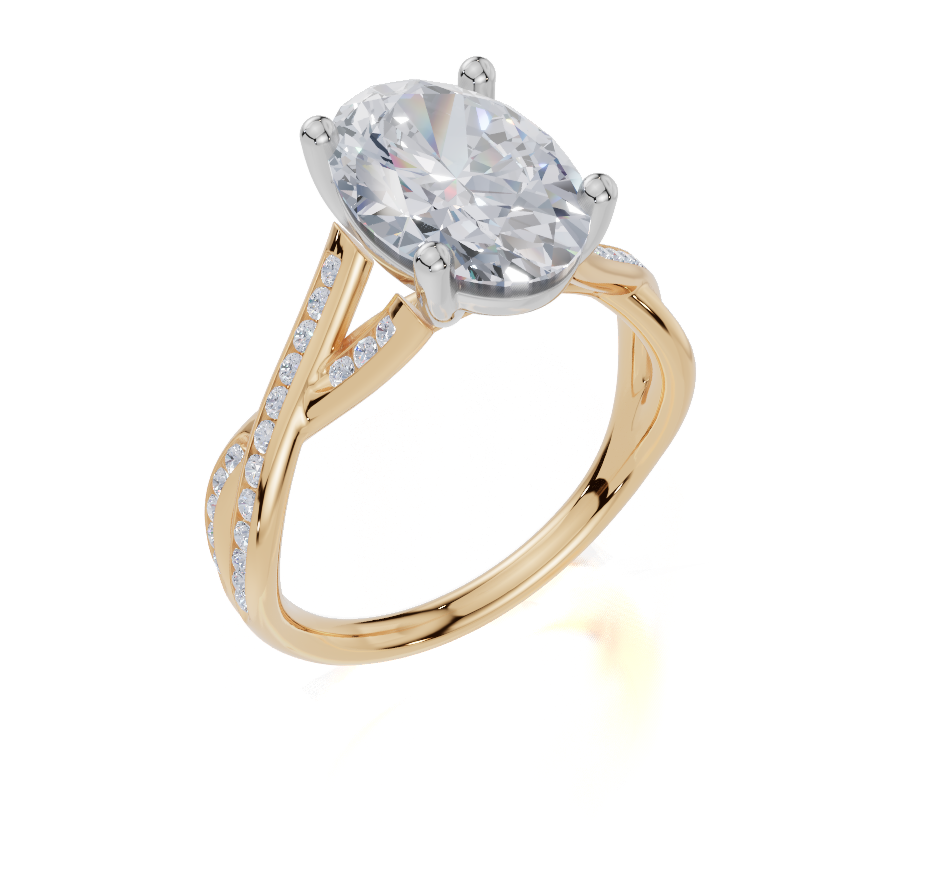 18ct Yellow Gold Oval Cut 3.24 Carat tw of Lab-Grown Diamond Ring