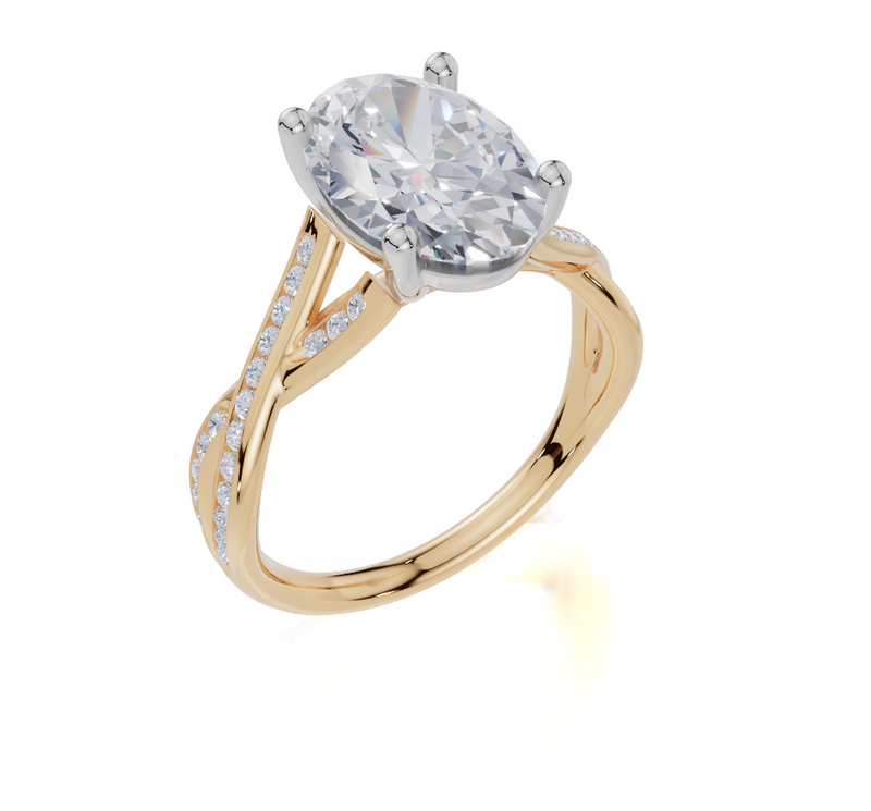 18ct Yellow Gold Oval Cut 3.24 Carat tw of Lab-Grown Diamond Ring