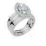 18ct White Gold Marquise Cut 1.84 Carat tw of Lab-Grown Diamond Ring and 18ct White Gold Lab-Grown Band
