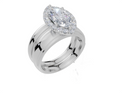 18ct White Gold Marquise Cut 1.84 Carat tw of Lab-Grown Diamond Ring and 18ct White Gold Lab-Grown Band