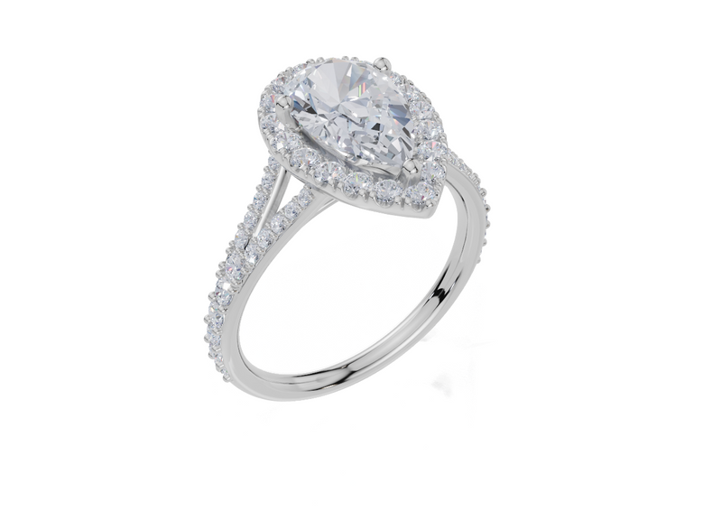 18ct White Gold Pear Cut 2.17 Carat tw of  Diamond Ring