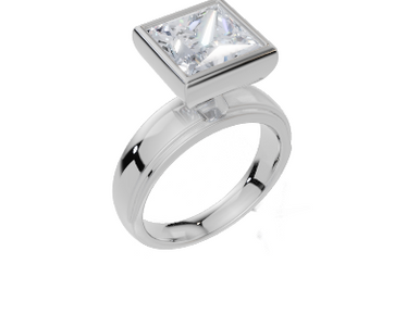 18ct White Gold Princess Cut 4.00 Carat of  Diamond Ring