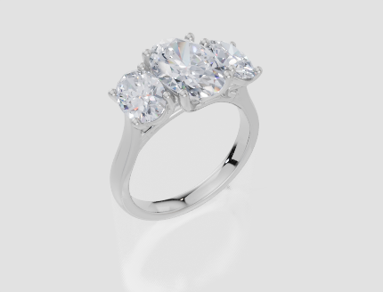 18ct White Gold Oval Cut 3.50 Carat tw of Lab-Grown Diamond Ring
