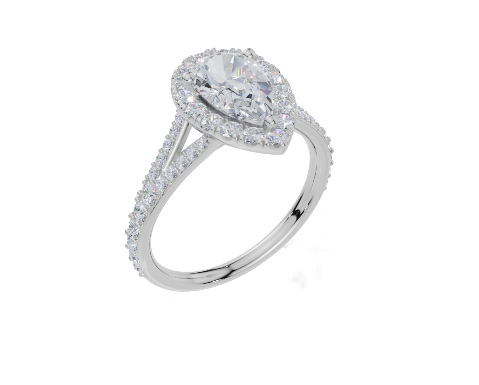 18ct White Gold Pear Cut 1.64 Carat tw of Lab-Grown Diamond Ring