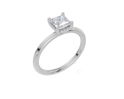 18ct White Gold Princess Cut 0.80 Carat tw of Lab-Grown Diamond Ring