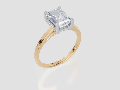 18ct Yellow Gold Emerald Cut 2.08 Carat tw of Lab-Grown Diamond Ring