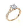 18ct Yellow Gold Round Cut 1.10 Carat tw of  Diamond Ring