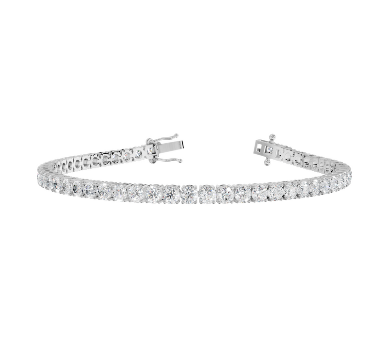 18CT White Gold Round Cut 7.40 Carat tw of Lab Grown Diamonds Tennis Bracelet