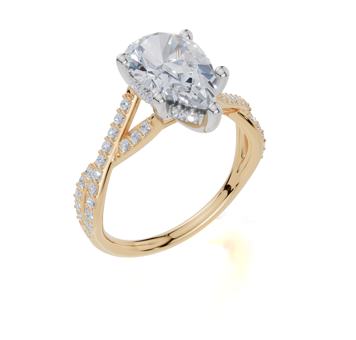 18ct Yellow Gold Pear Cut 2.38 Carat tw of Lab-Grown Diamond Ring