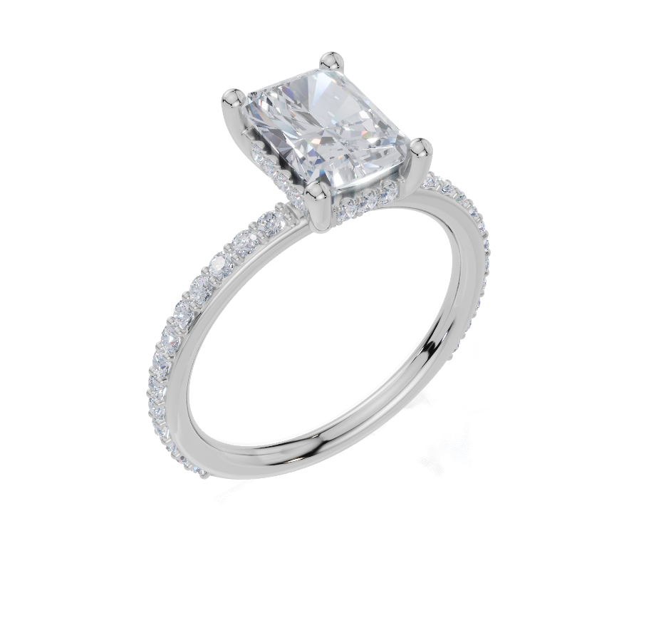 18ct White Gold Radiant Cut 1.90 Carat tw of Lab-Grown Diamond Ring
