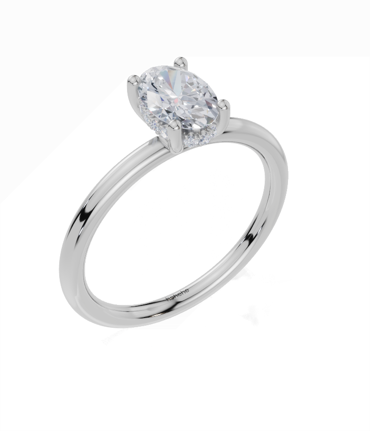 18ct White Gold Oval Cut 0.80 Carat tw of  Diamond Ring