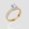 18ct Yellow Gold Emerald Cut 0.86 Carat tw of Lab-Grown Diamond Ring and 18ct Yellow Gold 0.34 Carat tw of Lab-Grown  Diamond Band