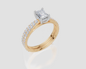 18ct Yellow Gold Emerald Cut 0.86 Carat tw of Lab-Grown Diamond Ring and 18ct Yellow Gold 0.34 Carat tw of Lab-Grown  Diamond Band
