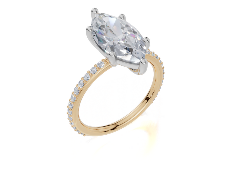 18ct Yellow Gold Marquise Cut 3.33 Carat tw of Lab-Grown Diamond Ring