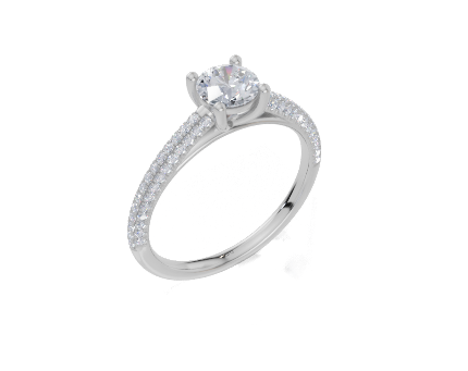 18ct White Gold Round Cut 0.82 Carat tw of  Diamond Ring