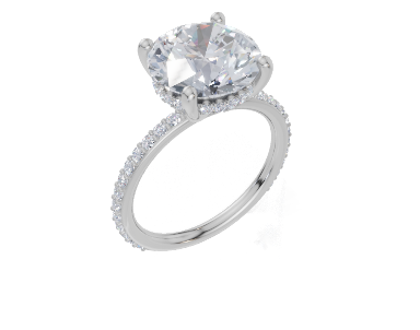 18ct White Gold Round Cut 4.42 Carat tw of  Diamond Ring