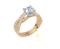 18ct Yellow Gold Round Cut 1.30 Carat tw of  Diamond Ring and 18ct Yellow Gold 0.19 Carat tw of   Diamond Band