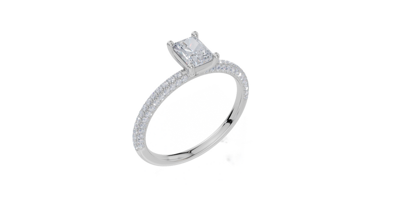 18ct White Gold Radiant Cut 0.82 Carat tw of Lab-Grown Diamond Ring