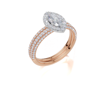 18ct Rose Gold Marquise Cut 0.98 Carat tw of  Diamond Ring and 18ct Yellow Gold 0.35 Carat tw of   Diamond Band