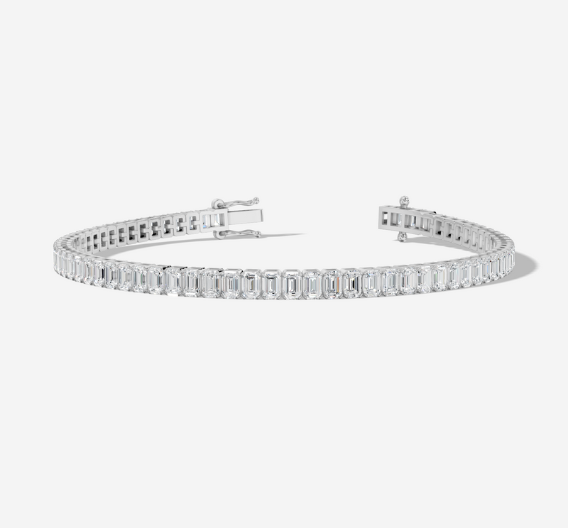 9CT White Gold Emerald Cut 8.90 Carat tw of Lab Grown Diamonds Tennis Bracelet