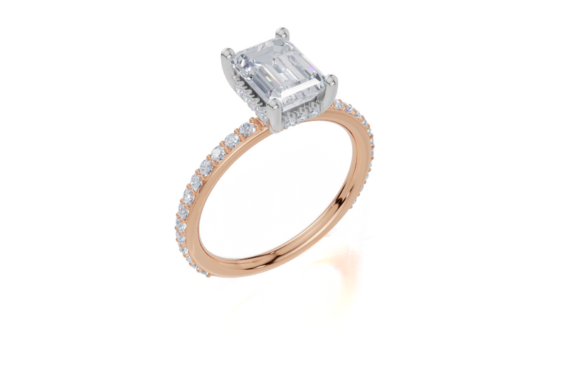 18ct Rose Gold Emerald Cut 1.90 Carat tw of Lab-Grown Diamond Ring