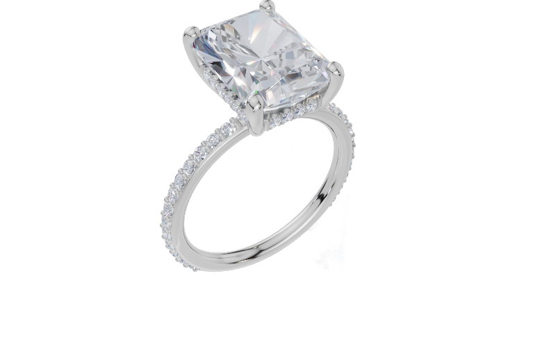 18ct White Gold Radiant Cut 4.42 Carat tw of Lab-Grown Diamond Ring