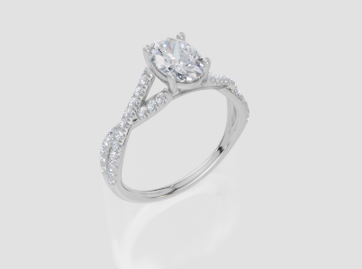 18ct White Gold Oval Cut 1.30 Carat tw of  Diamond Ring
