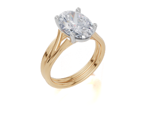 18ct Yellow Gold Oval Cut 3.00 Carat of  Diamond Ring and 18ct Yellow Gold  Band
