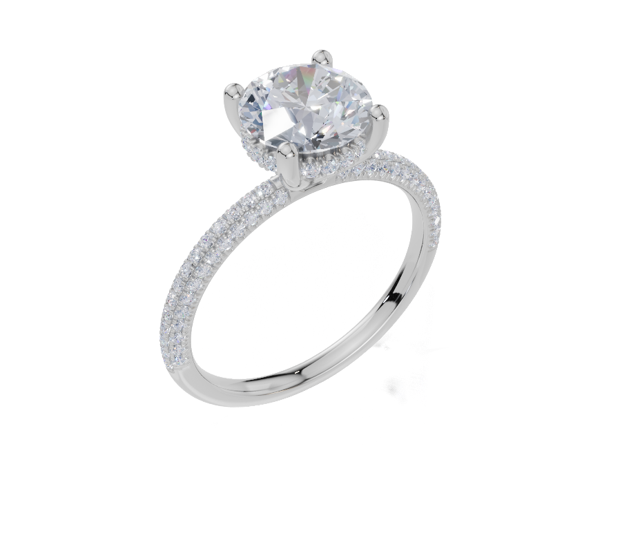 18ct White Gold Round Cut 1.90 Carat tw of Lab-Grown Diamond Ring
