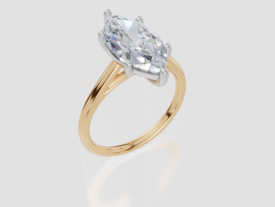 18ct Yellow Gold Marquise Cut 3.00 Carat of Lab-Grown Diamond Ring