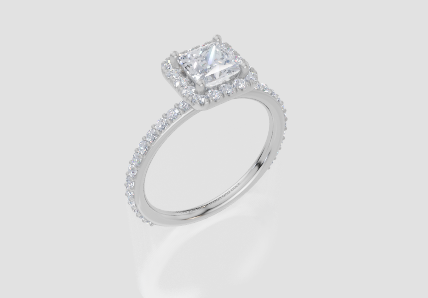 18ct White Gold Princess Cut 1.23 Carat tw of  Diamond Ring