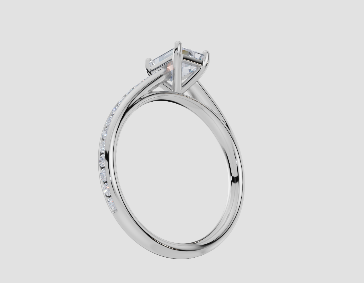 18ct White Gold Emerald Cut 1.32 Carat tw of  Diamond Ring