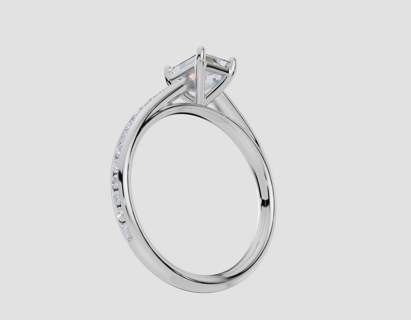 18ct White Gold Emerald Cut 1.32 Carat tw of  Diamond Ring