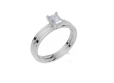 18ct White Gold Emerald Cut 0.50 Carat of Lab-Grown Diamond Ring and 18ct White Gold Lab-Grown Band