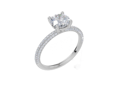 18ct White Gold Round Cut 1.32 Carat tw of  Diamond Ring