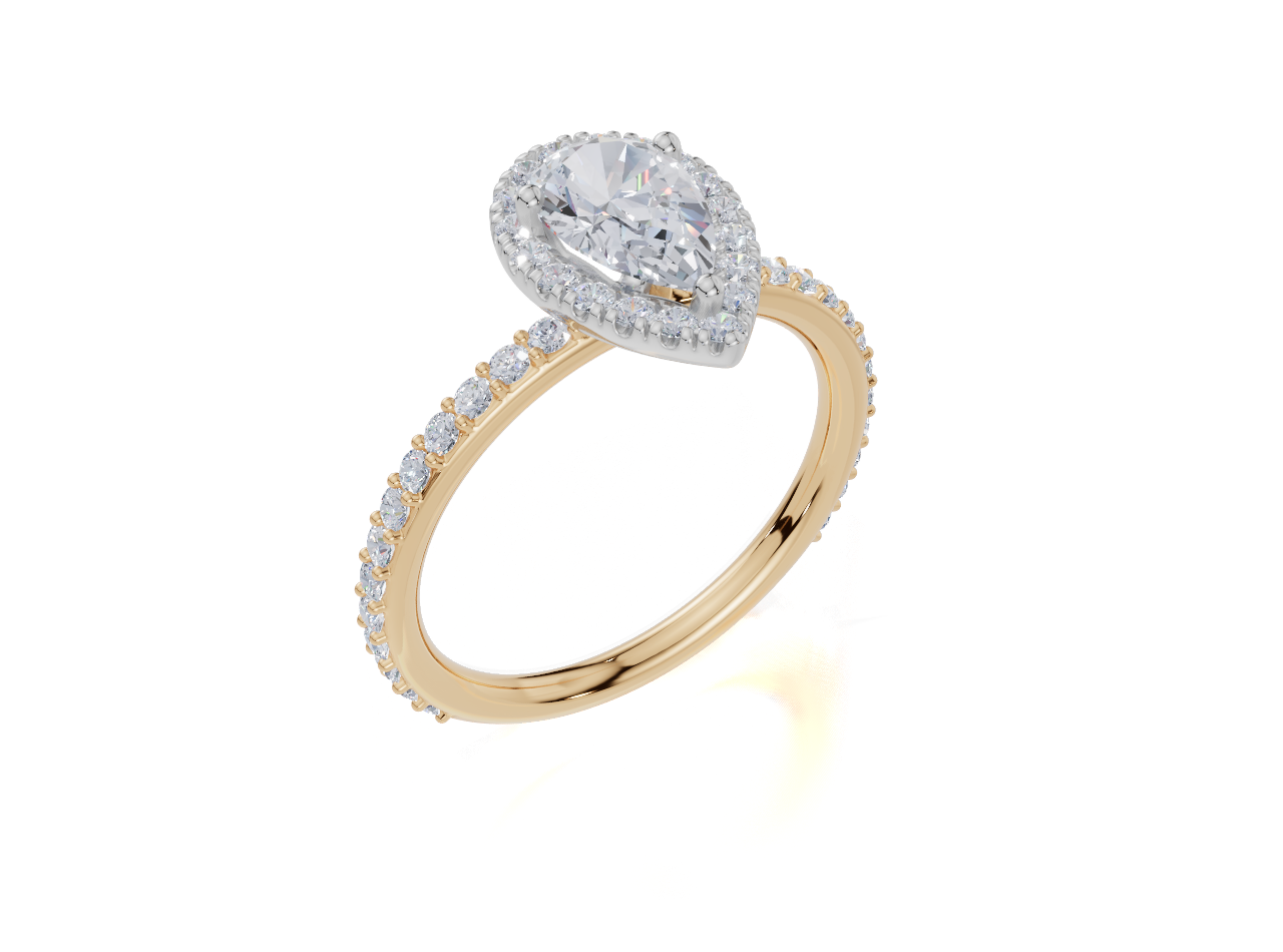 18ct Yellow Gold Pear Cut 1.24 Carat tw of Lab-Grown Diamond Ring