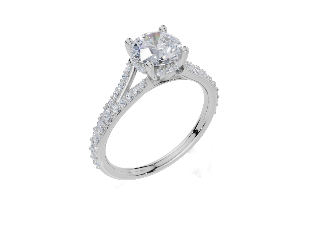 18ct White Gold Round Cut 1.39 Carat tw of Lab-Grown Diamond Ring